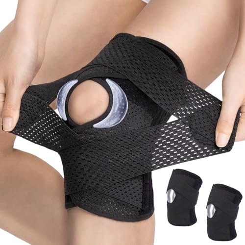 FALSKT 2PCS Ginocchiera Ortopedica Artrosi Tutore Ginocchio Menisco Ginocchiere Palestra Powerlifting con Stabilizzatori Laterali e Cuscinetti in gel per Sport Dolori Legamenti Artrite Nero M
