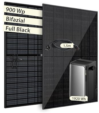 VALE Balkonkraftwerk Bifazial 900 Wp Full Black - EcoFlow Stream Ultra | Speicher mit 1,92 kWh und bis zu 1200 W Ausgangsleistung - über 6000 Zyklen - 10 Jahre Garantie