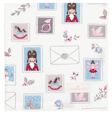 GreenGate Xmas Letter Stoffserviette mit Spitze White 40x40cm