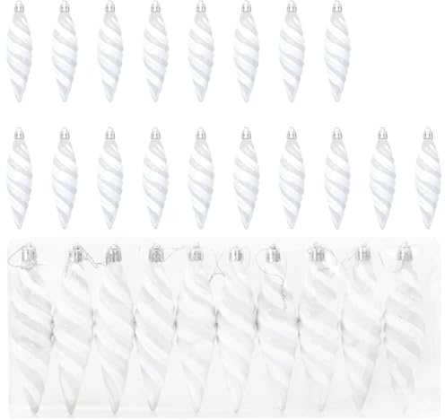 vidaXL Weihnachtliche Spiralenform Kugel 40 pcs Weiß Kunststoff, Moderne cyanfarbene Weihnachtskugel, Schlichte Deko, spiralförmiger Baumschmuck, Festliche Ornamente
