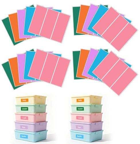 60 pcs Labels for Storage Boxes Coloured Large Sticky Labels Removable Large Label Stickers Self Adhesive Label Stickers for Bottle Parcel Box Home Kitchen Storage Containers Organization