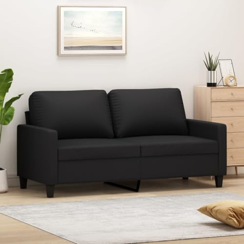 mtlskopl 2-Sitzer-Sofa 158 cm Schwarz Kunstleder Metallgestell Modernes Design Robust & Langlebig 110 kg Belastbarkeit für kleines Wohnzimmer Büro Flur Schlafzimmer