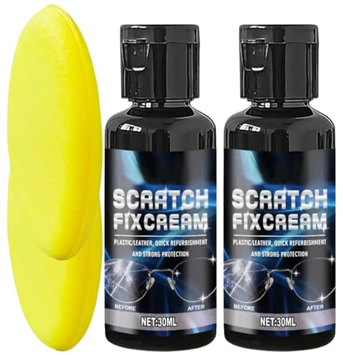 2pcs Glasses Repair Kit & Glass Scratch Remover,Eyeglasses Scratch Repair Cream,Scratch Repair on Phone Screen,Fast-Acting Long-Lasting Liquid,Scratch Remover For Lenses&Sponge,Removes Light Stains