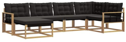 vidaXL Outdoor-Sofagarnitur mit Kissen 6 pcs Weiß und Schwarz, Garten-Sofa-Set, modernes Outdoor-Lounge, strapazierfähige Möbel, witterungsbeständiger Sitzplatz zum Entspannen