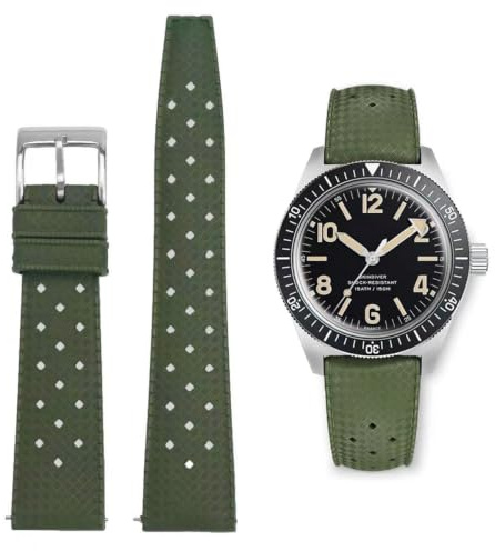AIYIRUO FKM Kautschuk Uhrenarmbänder Armband Fluorkautschuk 18mm 19mm 20mm 21mm 22mm Schnellverschluss Tropischer Stil Uhrenarmbänder Ersatzarmband für Taucheruhren Auch für Omega X Swatch X Blancpain