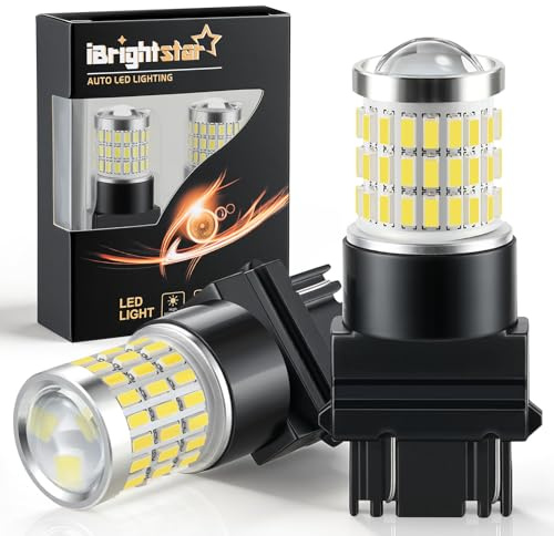 iBrightstar 3157 LED Bulb White, 4157 3156 LED Reverse Light Bulbs Super Bright for Tail Brake Lights Backup Lights Turn Signal Lights, 2 Pack
