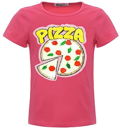 BEZLIT Mädchen Kinder Wende-Pailletten Pizza T-Shirt Outfit 22536 Pink Größe 128