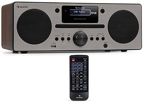 Auna Tragbares Radio, DAB Radio mit CD Player, DAB Plus Radio mit Bluetooth, DAB/DAB+/FM Radio, Küchenradio mit LCD Display, MP3, USB-Anschluss, Digitalradio Klein, Radio mit Wecker & Fernbedienung