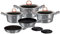 Berlinger BH-6020 Haus Moonlight Kochtopf Set Induktion 10-Teiliges, Antihaft PFOA-frei Titan, Aluminium, Set 3 Töpfe 3 Glasdeckel 2 Bratpfannen, 2 Untersetzer, Modernes Design, Geeignet für Alle Herdarten