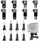 Dadabig 16 PCS 3-Way Pivot Arm Assembly Extension Kit, 3 Way Adjustable Pivot Arm Extension Thumb Knob Buckle Clip Basic Mount for GoPro Hero SJCAM and Sports Camera, Black