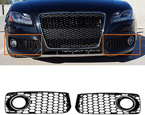 GSRECY Links Rechts Black & Chrome Trim Nebelscheinwerfer Stoßstangengrill Abdeckung für S5 B8 Coupe A5 S-Line 2008-2012 RS5 Style