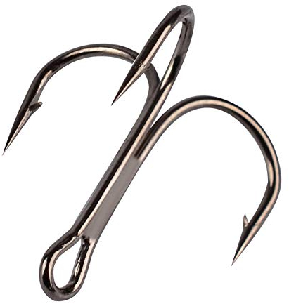 100 Stück Drillinge Angelhaken Starkes, Schwarz, Größe 12-3/0, Dreibettzimmer Stacheldraht Angelhaken (3/0#)