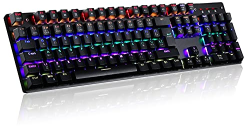 teamwolf RGB-Tastatur, mechanisch, 105 Tasten, komplett, rote Schalter, Antiantom, professionelle Tastaturen (schwarz)