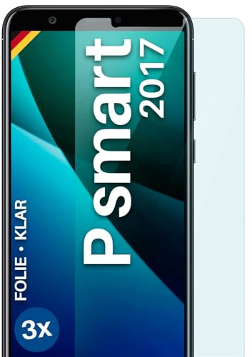 moex für Huawei P smart (2017) Schutzfolie Displayschutz Folie Ultra-klar HD 0,2 mm kompatibel mit jeder Hülle, Anbringen ohne Blasen, Handyfolie Extra Kratzfest, FlexProtect 3 Stück