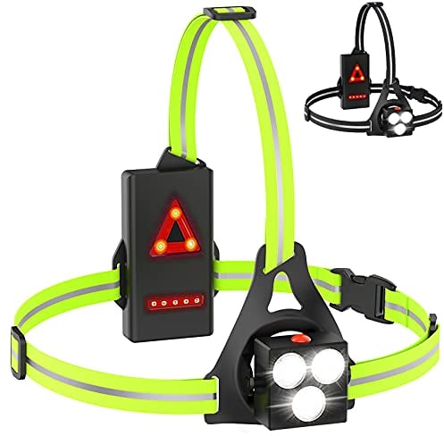 Husgw Lauflichter für Läufer, Brustlauflicht, Brustlicht, 120 ° verstellbare LED-Laufbrustlampe, wiederaufladbare IPX65 wasserdichte reflektierende Lauflampe mit für Joggen, Camping, Wandern im Freien