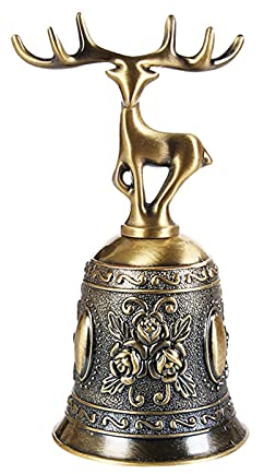 FONDUO Gold Tischglocke Handglocke, Weihnachten Glocke Dekorationen, Rentier Glocken, Rezeptionsklingel Tischklingel Anrufsglocke, Abendessen am Empfang,Hotelservice,Meditationsgebet, (Retro Hirsch)