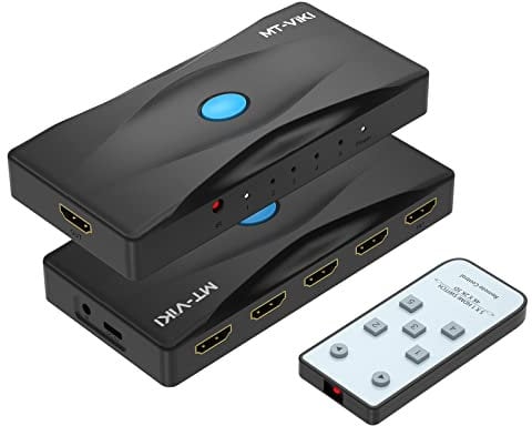 4K 60Hz HDMI Switch 5 Port MT-VIKI Splitter 5 IN 1 OUT with IR Remote Control Selector Box for Firestick HDTV Game Console, Support 3D UHD HDCP2.2 HDR Auto Scan