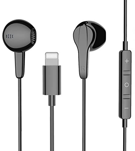 Auriculares con conector Lightning, auriculares con cable certificados MFi con micrófono y control de volumen, compatibles con iPhone 13/12/11 Pro Max/Xs Max/XR/X/7/8 Plus