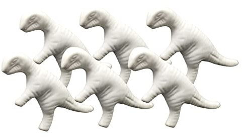 Infinity Decor Set of 6 Ceramic Knobs for Drawers, Cabinets & Cupboards - Safari Animal Design (White Dinosaur)
