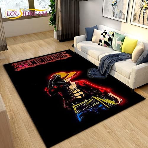 YZGAH Anime One Piece Area Rug Large, Teppich Für Wohnzimmer, Kinderzimmer, Dekoration, Kinderspiel-Bodenmatte, Anti-Rutsch-Matte Für Badezimmer H3524 80X120Cm