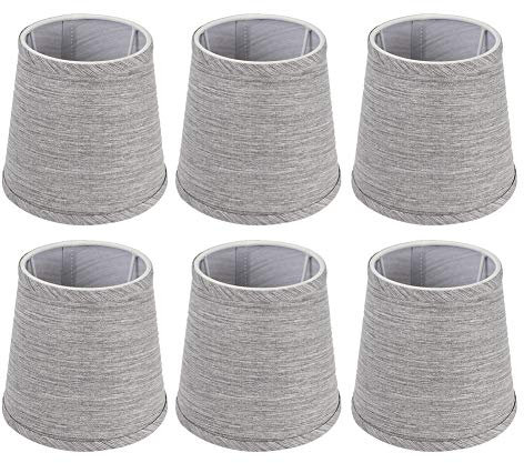 Alvinlite Lampenschirme Set von 6, Kronleuchterschirme Kleine Lichtabdeckungen UNO Fitter Moderne graue Glockenlampenschirme für Tischboden Wand Kronleuchter Nachttischlampe Ersatz
