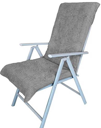 DILUMA Frottee Schonbezug für Hochlehner Stühle 60x130 cm - Hochlehner Schonbezug Diamant - Schutzbezug für Gartenstuhl - Frottee Schonbezug aus 100% Baumwolle, Farbe:Grau