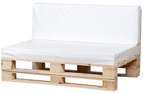 Kissen aus wasserdichtem Stoff für Palettensofa (weiß, 100 x 60 cm, Sitz + Rückenlehne)