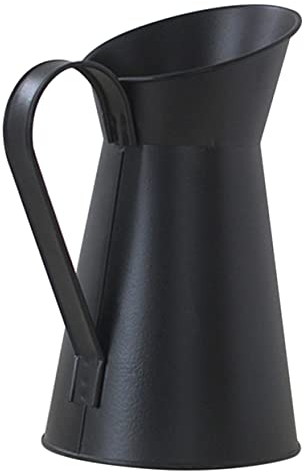 Vintage Krug Vase Eisenvase Retro Vase Heimtextilien Schwarze Blumenvase Eisenblech Schwarz Zinn Blumeneimer Galvanisierte Metallvase