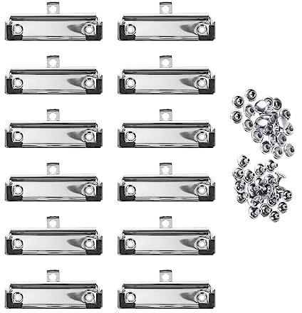 12 x Klemmen für Klemmbrett, Schreibwaren, Tellerhalter, Eisen mit Gummigriff, 9,9 cm, federbelastete Klemmbrett-Klammern mit niedrigem Profil für