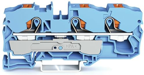 WAGO 2210-1304 3-CONDUCTOR THROUGH TERMINAL BLOCK WITH PUSH-BUTTON 10 MM?, BLUE