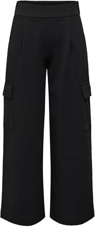 JACQUELINE de YONG Pantaloni in Tessuto Cargo da Donna JDY Pantaloni Culotte Eleganti con Vita Alta e Pantaloni Marlene JDYGEGGO, Colore:Nero, Taglia:S / 32L, Lunghezza della Gamba:L32