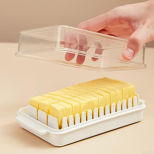 FUBESK Butter Hub Beurrier avec couvercle, beurrier de coupe, pelle facile, couvercle sans désordre, plastique, passe au lave-vaisselle