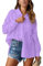 NONSAR - Camicetta elegante da donna con scollo a V, a maniche lunghe, casual, con tasca, Viola, S