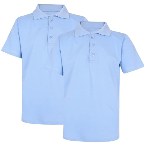 A2Z 4 Kids Boys Cotton T-Shirt Plain - PL Polo T Shirt Sky Blue 2 Pack 15-16