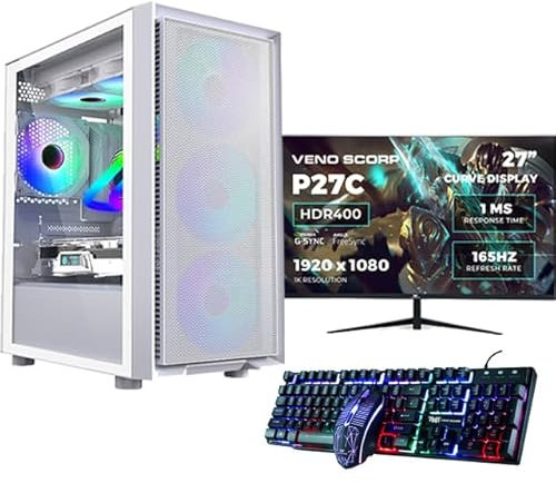 Veno Scorp Gaming PC 27 165Hz Bundle AMD Ryzen 5 4600G Vega RX Integrated Graphics - 16GB 3200MHz Ram - 1TB SSD - 550W PSU - Windows 11 - WiFi - LUNA