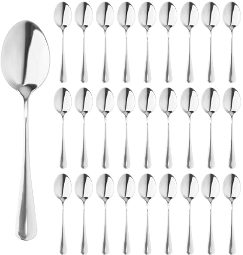MOUYAT 6.7 Inch Teaspoons Set of 50, 17cm Stainless Steel Teaspoons Cutlery Set for Tea and Coffee, Mirror Polished Dessert Teapoons for Home, Kitchen, and Restaurant