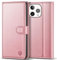 Kuafcase Compatible for iPhone 13 Pro Case with 4 Card Slots Magnetic Closure Kickstand Shockproof Protective Phone Case Compatible for iPhone 13 Pro - Rose Gold