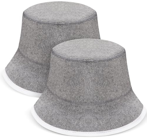 JaGely 2 Pcs Sauna Hat Russian Banya Wool Cap for Finnish Ukraine Gray Sauna Traditional Gift for Women Men