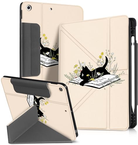 Miss Adola Schutzhülle für iPad 9. / 8. / 7. Generation (10,2 Zoll), mit Stifthalter, für Jungen, Mädchen, Damen, Herren, niedlich, Cartoon, Anime, cool, lustig, Ständer, Tablet-Hülle für Apple iPad