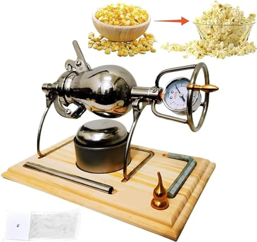 STORYSUN Popcornmaschine mit hohem Druck Popcorn Maschine Manuell Popcorn Maschine Antike Traditionelle China Verstärker Lebensmittel mit Handauflage Edelstahl (268ml)