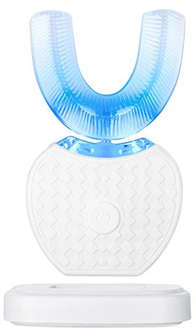 Elektrische Ultraschall-Zahnbürste, Automatische 360 ° Ultraschall-Elektrozahnbürste, Cold Tooth Whitening Instrument Automatische Zahnbürste, Elektrische Schallzahnbürste für Erwachsene (White)