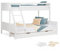 Homestyle4u 2724, Kinderbett mit 2 Matratzen und Bettkasten Etagenbett 90x200 und 140x200 cm Weiß Holz Doppelstockbett