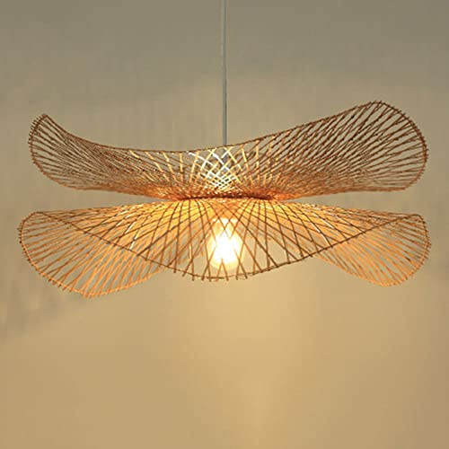 SHUANGZ Luminaire Suspendu en Bambou, Lustre Créatif À Abat-Jour en Bambou Tissé Lampe Tissée À La Main en Osier De Rotin Lampe Suspendue Naturelle Beach Country E27 Réglable en Hauteur Décorations