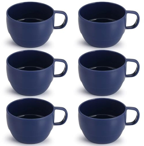ReaNea Lot de 6 tasses à café en plastique léger et durable pour la maison, l'extérieur, le pique-nique, le camping, idée cadeau d'anniversaire 355 ml