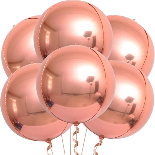 Palloncini Rosa Gold Metallizzati, 6 Pezzi Palloncini Oro Rosa, 22 Pollici Palloncino in Metallizzato Lucido, per Bambina Compleanno Anniversario Matrimonio Festa Decorazioni