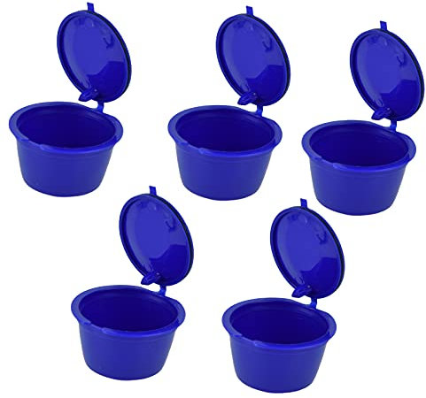 Uadme Capsule Cup Coffee Capsule Reusable Filter Cup 5-Pack with Spoon for Machine, 50ml, Royal Blue