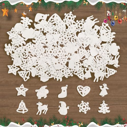 Feliciay 150 Stück Weihnachten Holzanhänger,Mini Holzdeko Weihnachts Deko Set,Weihnachtshandwerk Weihnachtsanhänger,Weihnachten Streudeko Holz für Dekofür Handwerk Making DIY Weihnachtsdeko