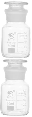 OUNONA 2 Piezas Botella De Reactivo Frasco De Reactivo Graduado Jabonera Escurridora Redonda Botellas De Medios De Laboratorio Contenedor De Almacenamiento De Muestras Vidrio