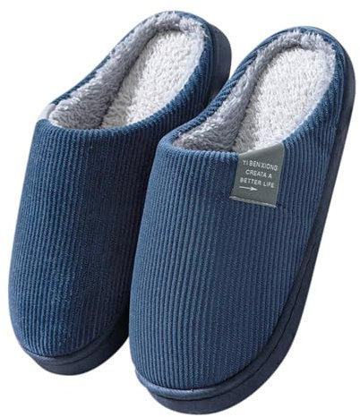 Generico Unisex Pantofole Uomo Donna Invernali Ciabatte Peluche da Casa Scarpe Caldo Comode Antiscivolo Pantofole Calde Peluche Morbide Slippers (Navy, 43)