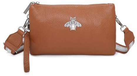 LeahWard Women's Wristlet Purse,Cross Body Bag For Women, Small Messenger Bag, 2 Compartment Cross Body Bag (Brown Bee)